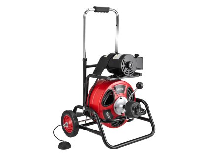 Čistič kanalizácie 30m×12.7mm, pre rúry 50–150mm, 8 fréz a pedál