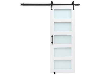 Posuvné stodolové dvere 762×2134mm, mdf s sklom, pvc povrch, s kovaním