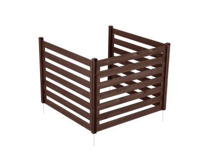 Drevený súkromný plot 3 panely 1230×945 mm, oceľový rám, s kolíkmi