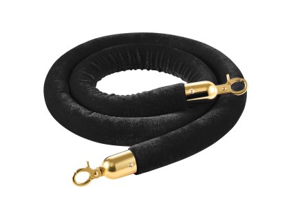 Sada 4 kusov čiernych zamatových lán 1.5 m so zlatými hákmi pre eventy