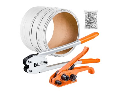 Sada na páskovanie s pp páskou 100 m, 100 kovových spon, plastová