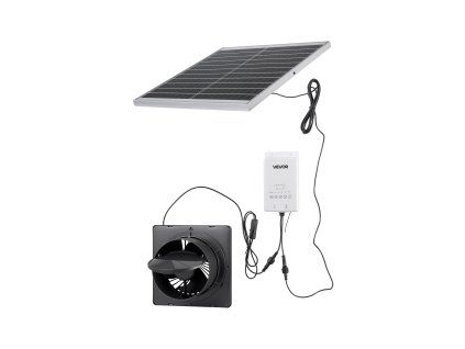 Solárny ventilátor s 20W panelom a batériou, 220 CFM, 2030 RPM