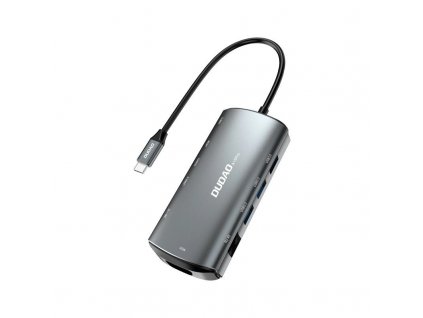 Dudao 11v1 multifunkčný USB HUB typu C - USB typu C PD 60 W / HDMI / 3,5 mm mini jack / 1x USB 2.0 / čítačka kariet micro SD / VGA / RJ45 / 3x USB 3.2 Gen 1 sivá (A15Pro sivá)