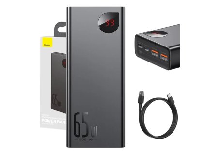 Baseus Adaman Metal Power Bank 20000mAh PD QC 3.0 65W 2xUSB + USB-C + micro USB (čierna)