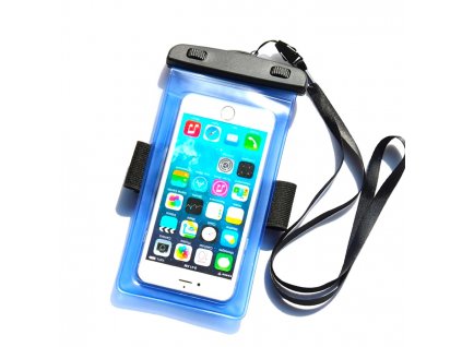 Vodotesné puzdro s PVC pásikom na telefón - modré