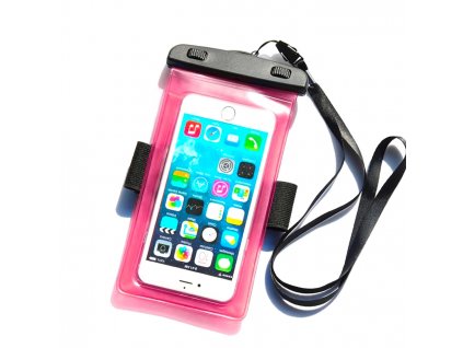 Vodotesné puzdro s PVC pásikom na telefón - ružové