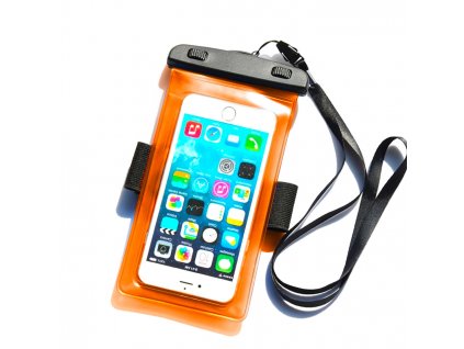 Vodotesné puzdro s PVC pásikom na telefón - oranžové