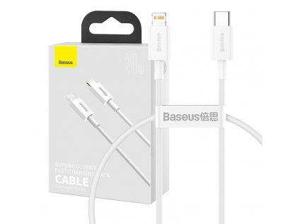 Kábel Baseus Superior Series USB-C na Lightning, 20W, PD, 0,25 m (biely)