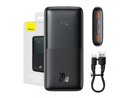 Powerbank Baseus Bipow Pro 10000mAh, 2xUSB, USB-C, 20W (čierna)