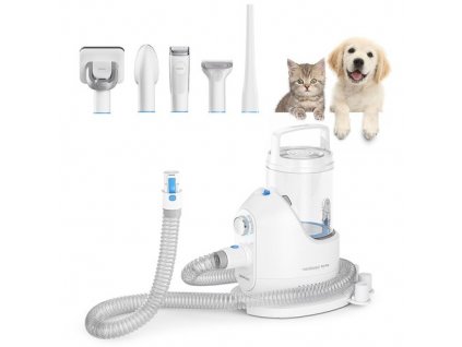 Neakasa P2 Pro Dog Clipper with Pet Hair Vacuum Cleaner, 10500Pa Suction Pet Grooming Set, Pet Hair Clipper with 5 Care Tools, 5 Combs - Blue and White