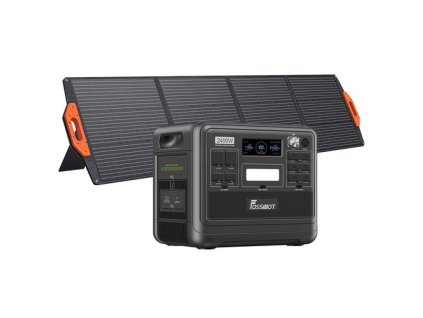 FOSSiBOT F2400 Portable Power Station Kit + FOSSiBOT SP200 18V 200W Foldable Solar Panel, 2048Wh/640000mAh LiFePO4 Battery, 2400W(4600W Peak) Solar Generator, 3xAC RV Car USB Type-C QC3.0 PD DC5521 Pure Sine Wave Full Outlets, 1.5 Hours Fast Charging