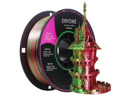 ERYONE Dual Color Silk PLA Filament for 3D Printers, 1.75mm Tolerance +/- 0.03mm, 1kg (2.2LBS)/Spool - Red and Green