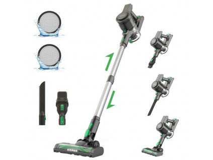 Vactidy V9 Cordless Vacuum Cleaner, 25KPa Suction 1L Dustbin 5 Layers Filtration System 2200mAh Removable Battery Up to 45min Runtime One-Button Emptying LED Touch Panel with LED Headlights