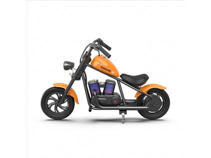 HYPER GOGO Cruiser 12 Plus Electric Motorcycle for Kids 12'' Pneumatic Tires with Bluetooth Speaker Simulated Fog Display - Orange