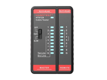 Habotest HT812A Tester sieťových káblov RJ45/RJ14/RJ12/RJ9