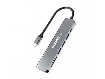 Adaptér 6v1 Dudao A15S USB-C na 3x USB, 1x USB-C, SD / TF (sivý)