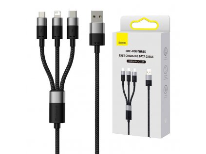 Kábel USB 3v1 Baseus StarSpeed Series, USB-C + Micro + Lightning 3,5A, 1,2 m (čierny)