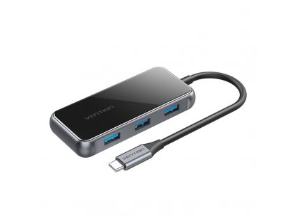 adaptér 5v1 HUB Vention TFBHB USB-C na HDMI 4K@60Hz, 3x USB 3.0, PD (sivý)