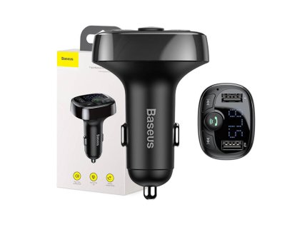 FM vysielač Baseus T typed Bluetooth 2xUSB microSD (čierny)