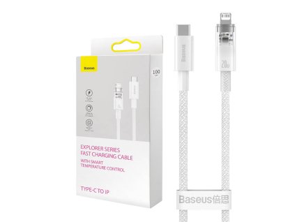 Rýchlonabíjací kábel Baseus USB-C na Lightning Explorer Series 1 m, 20 W (biely)