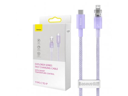 Rýchlonabíjací kábel Baseus USB-C na Lightning Explorer Series 2 m, 20 W (fialový)