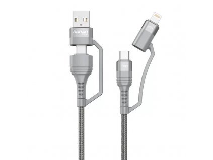 USB kábel Dudao L20xs 4v1 USB-C / Lightning / USB-A 2,4A, 1 m (sivý)