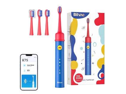 Sonická zubná kefka s aplikáciou pre deti, sada tipov Bitvae BVK7S (modrá)