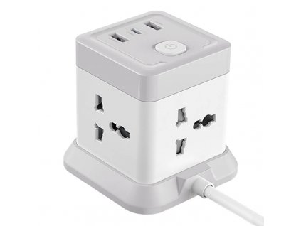 Napájacia lišta XO WL20 4x zásuvka AC, 1x USB-C, 2x USB-A, 2500W (biela)