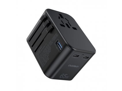 Choetech rýchla univerzálna cestovná nabíjačka GaN 2 x USB typu C / USB 65W Power Delivery čierna (PD5009-BK)