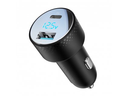 Nabíjačka do auta s voltmetrom 53W (USB C, USB) Joyroom JR-CCD01 čierna
