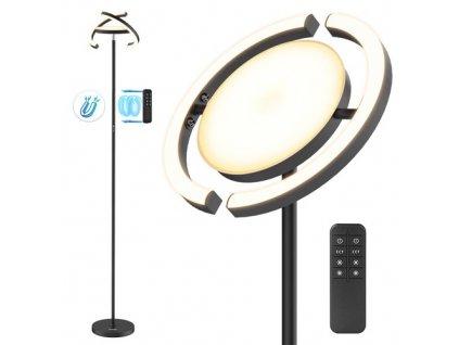 FIMEI PY-F1205 LED Floor Lamp, Central Upward Light, 3000K-6000K Color Temperature, Stepless Dimming, Remote Control/Touch Control, for Living Room - Black