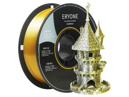 ERYONE Dual Color Silk PLA Filament for 3D Printers, 1.75mm Tolerance +/- 0.03mm, 1kg (2.2LBS)/Spool - Gold and Grey