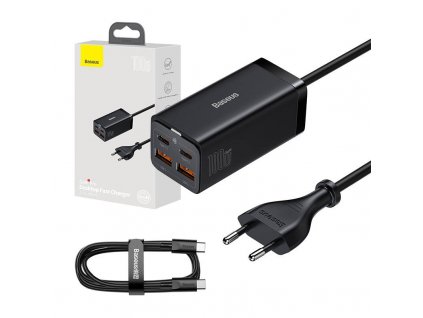 Nástenná nabíjačka Baseus GaN3 Pro 2xUSB-C + 2xUSB, 100W (čierna)