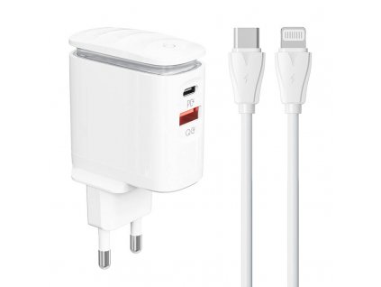 Sieťová nabíjačka LDNIO A2423C USB, USB-C + USB-C - Lightning kábel