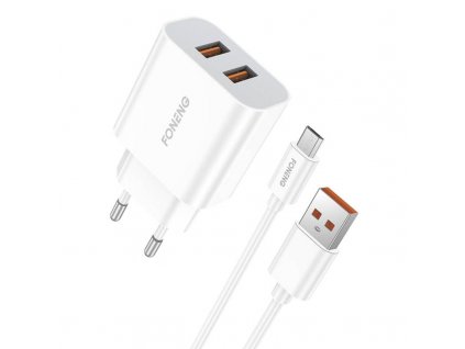 Rýchla nabíjačka Foneng 2x USB EU45 + USB Micro kábel