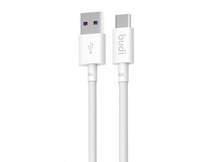 Kábel USB na USB-C Budi 5A, 1 m (biely)