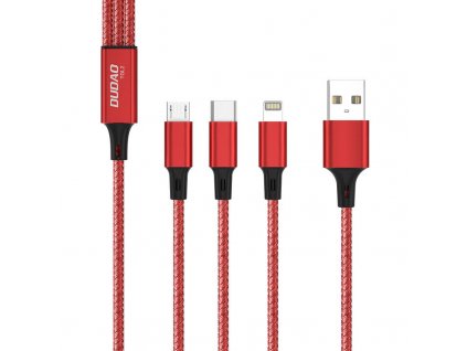 USB kábel Dudao TGL2 3v1 USB-C / Lightning / USB 2,4A, 1,2 m (červený)