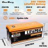Cloudenergy 24V 100Ah LiFePO4 Battery Pack, 2560Wh Energy, 6000+ Cycles, Built-in 100A BMS, Support in Series/Parallel, Perfect for Replacing Most of Backup Power, RV, Boats, Solar, Trolling motor, Off-Grid