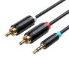 Káblový audio adaptér 3,5 mm samec na 2x samec RCA Vention BCLBK 8 m čierny