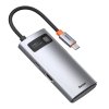 Rozbočovač 4v1 Baseus Metal Gleam Series, USB-C na USB 3.0 + USB 2.0 + HDMI + USB-C PD