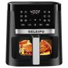 GELEIPU DL27 7.5 Quarts Air Fryer, 1700W Power, Viewing Window, 12-in-1 Functions, Air Fry, Roast, Bake, Dehydrate, Digital Touchscreen, Nonstick & Dishwasher-safe Basket - Black