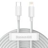 Baseus Simple Wisdom Súprava dátového kábla USB-C na Lightning PD 20W (2 ks/sada) 1,5 m biela