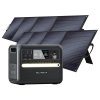 TALLPOWER V2400 Portable Power Station + 2 x TALLPOWER TP200 200W Foldable Solar Panel, 2160Wh LiFePo4 Solar Generator, 2400W AC Output, Adjustable Input Power, PD 100W USB-C, UPS Function, LED Light, 13 Outputs - Black