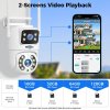Hiseeu 4K 8MP Outdoor WiFi Camera, Dual Lens, Double Screen, 2-way Audio, Color Night Vision, Auto Tracking, AI Human Detection, IP66 Weatherproof, 2.4GHz WiFi