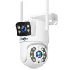 Hiseeu 4K 8MP Outdoor WiFi Camera, Dual Lens, Double Screen, 2-way Audio, Color Night Vision, Auto Tracking, AI Human Detection, IP66 Weatherproof, 2.4GHz WiFi