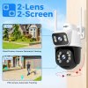 Hiseeu WS318B 4K 8MP Outdoor WiFi Camera, Dual Lens, Double Screen, 2-way Audio, Color Night Vision, Auto Tracking, AI Human Detection, IP66 Weatherproof, 2.4GHz WiFi - Black