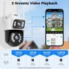 Hiseeu WS318B 4K 8MP Outdoor WiFi Camera, Dual Lens, Double Screen, 2-way Audio, Color Night Vision, Auto Tracking, AI Human Detection, IP66 Weatherproof, 2.4GHz WiFi - Black