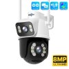Hiseeu WS318B 4K 8MP Outdoor WiFi Camera, Dual Lens, Double Screen, 2-way Audio, Color Night Vision, Auto Tracking, AI Human Detection, IP66 Weatherproof, 2.4GHz WiFi - Black