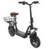 iScooter i12 Electric Scooter with Seat & Rear Basket, 500W Motor, 36V 7.5Ah Battery, 12-inch Pneumatic Tire, 25km/h Max Speed, 35km Max Range, Dual Disc Brakes, Dual Shock Absorption