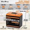 Cloudenergy 12V 100Ah LiFePO4 Battery Pack Backup Power, 1280Wh Energy, 6000+ Cycles, Built-in 100A BMS, LCD Screen, Support in Series/Parallel, Replacing Most of Backup Power, RV, Boats, Solar, Trolling motor, Off-Grid